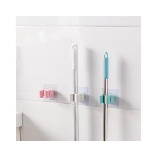 Wall Mounted Mop Organizer Holder Brush Broom Hanger Home Storage Rack Bathroom Suction Hanging Pipe Hooks Household Tools