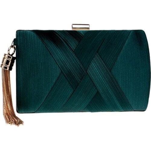 New Women Fringed Clutch Elegant Female Silk Banquet Evening Purse Pure Color Ladies Party Handbag Single Shoulder Dinner Bag