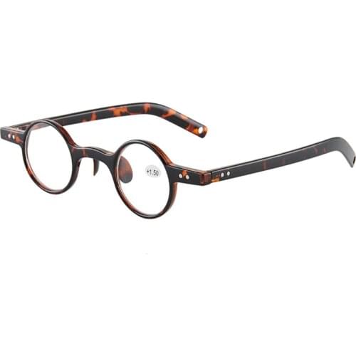 BAOBAOYANG Leopard Women Reading Glasses Old Lady Small Frame Eyeglasses Mens Black Vintage Anti Blue Light Computer Eyeglasses