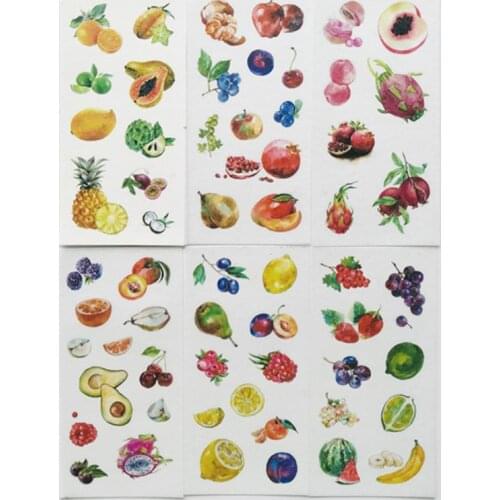 6 Sheets Colorful Fruits Paper Stickers DIY Decorative Sealing Paste Stick Label