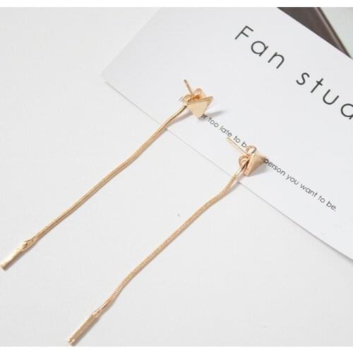 Earrings European and American Fashion New Minimalist Gold Triangle Metal Chain Tassel Earrings Elegant Earrings Jewelry