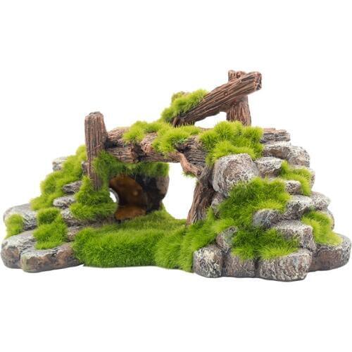 Resin Moss Bridge Fish Play Cave Decor for Fish Tank Aquarium Ornament