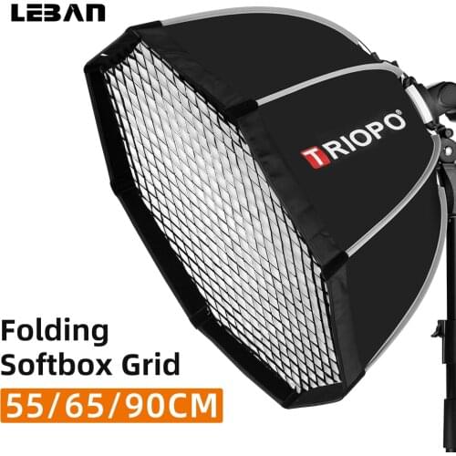 Triopo 55cm 65cm 90cm 120cm Speedlite Portable Octagon Umbrella Softbox + Honeycomb Grid Outdoor Flash Soft Box for Canon Godox