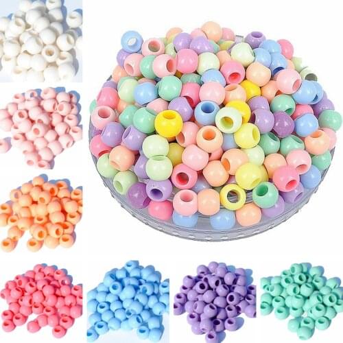 Light Colors Round Opaque Acrylic Plastic 10mm 12mm 14mm 16mm 18mm Loose Big Hole Beads lot for DIY Jewelry Making DIY Crafts
