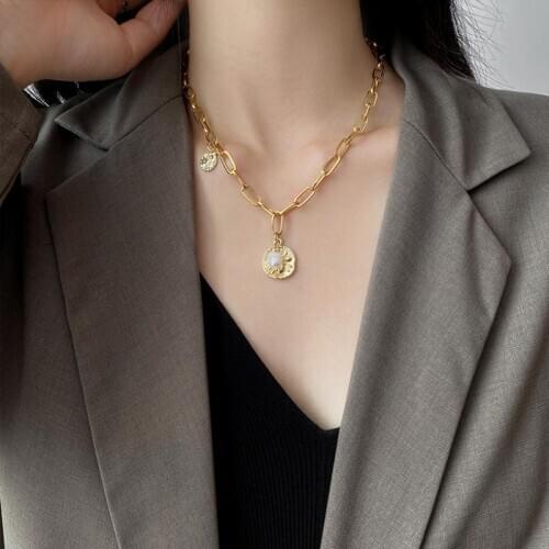 Titanium With 18K Gold Real Pearl Star Spider Necklace Women Jewelry Designer T Show Runway Gown Rare INS Japan Korean Boho