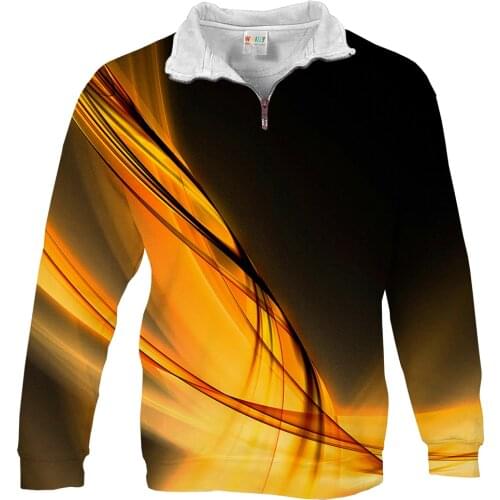 Zip Neckline Hoodies Gold Stripe Sweatshirt Texture Hooded Long Sleeve Unisex Tops La Hip hop Casual Clothes