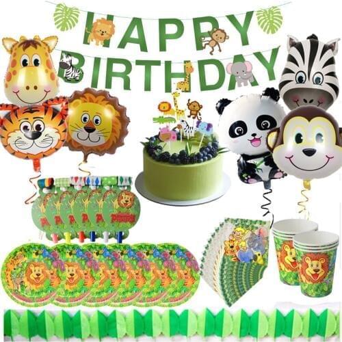 Jungle Party Decoration Safari Zoo Animal Balloons Birthday Party Decorations Kids Globos Summer Hawaii Party Supplies Baloon
