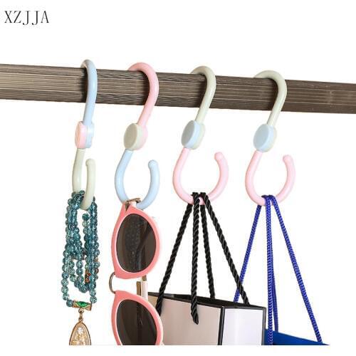 XZJJA 3Pcs/set Plastic S Shaped Hooks Multi-function Kitchen Bathroom Storage Holders Clasp Adjustable Rotating Hanging Hanger