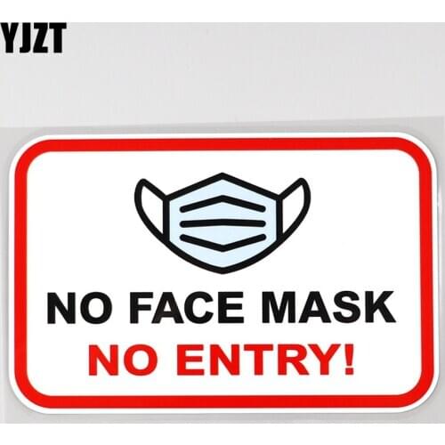 YJZT 16.2CM×10.5CM Warning Signs No Entry Wear Mask Decal PVC Car Sticker 12C-0061