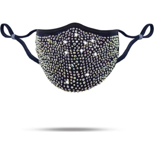 Women Fashion Masquerade Rhinestone Mask Halloween Mardi Reusable Washable Festival Jewelry Party Face Cover