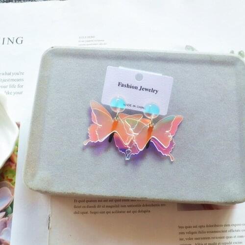 Trend Cool Acrylic Earrings Women Goth Harajuku Style Color Changed Fashion Creative Butterfly Flower Stars Drop Earring