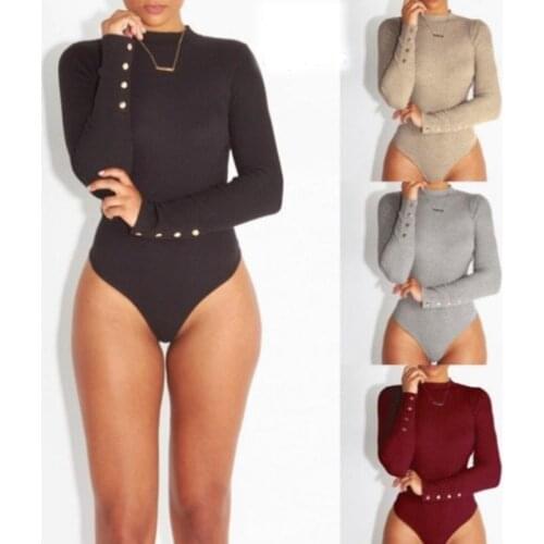 Women Gray Turtleneck bodysuit Black Jumpsuit Rompers 2021 Winter Sexy Long sleeve jumpsuits playsuits Female Bodycon Overalls