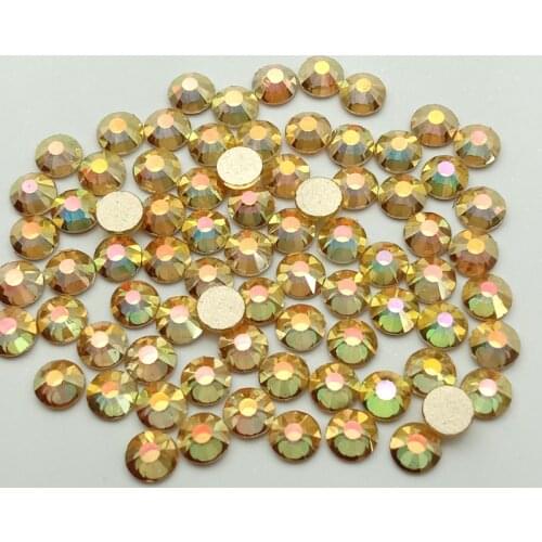 Gold Sunshine 1440pcs/pack Glass Nail Rhinestones SS3-SS20 3D Non HotFix FlatBack Nail Art Rhinestones Decorations