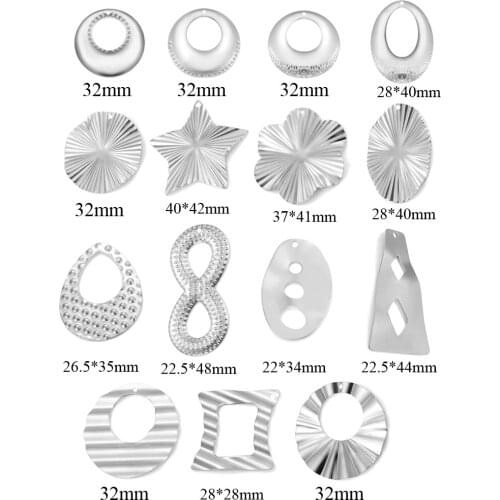10Pcs/Lot Various Shape High Quality Stainless Steel Embossing Earring Findings DIY For Dangle Ear Making Connector Wholesales