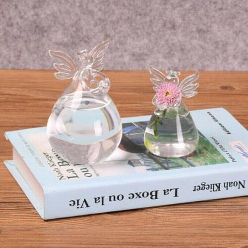 2 Sizes Clear Glass Vase Angel Shape Flower Plant Hanging Container Beautiful Home Decoration