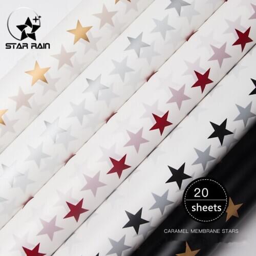 20 Sheets Waterproof Star Print Wrapping Paper Bouquet Gift Flower Wrapping Paper Florist Gift Wrapping Material