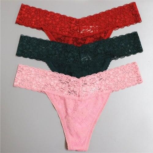 3 Pcs Women Lace Thongs Sexy Seamless Female Lingerie T-back G-string Thong Woman Panties Underwear