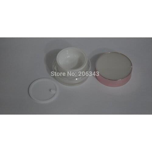 30G pearl white cream bottle,cosmetic container,,cream jar,Cosmetic Jar with pink lid,Cosmetic Packaging