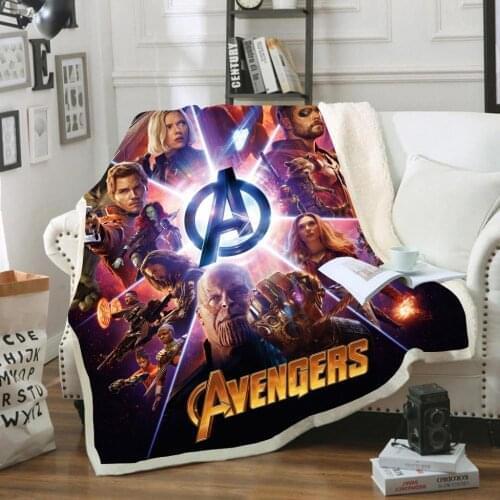 3D Print Marvel Hulk Spider-Man Iron Man Captain America Superman Funny Character Blanket Sherpa Blanket on Bed Home Textiles
