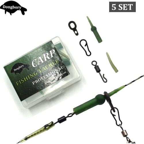 5Set=25PCS Carp Fishing Tackle Running Rig Kit Micro Swivel Connector Ring Clip Helicoper Buffer Sleeve Accessories for Carp Rig