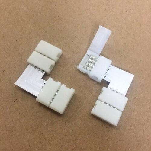 5pcs 5050 10mm L Shape Connector RGB LED Strip 90 Degree Corner Connectors 4-Pin