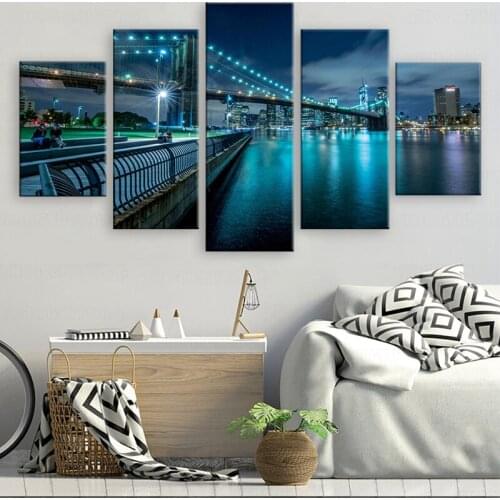 5 piece HD Printed wall art new york city Painting on canvas room decoration print poster picture canvas framed