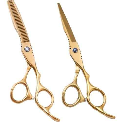 6 Inches Golden Beauty Hair Cutting Thinning Professional Barber Beauty Saloon Hair Dressing Scissors