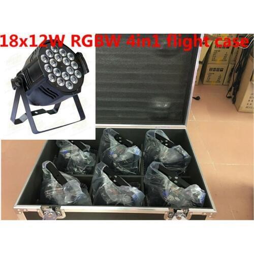 6 unids 18x12 W LED Par Luces con flight case 1 Llevo la Luz de Par RGBW 4in1 DMX 8 Canales Led Flat Par LED de Lujo luces