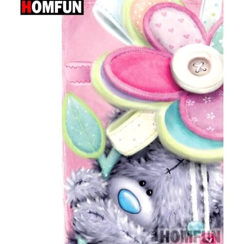HOMFUN Full Square/Round Drill 5D DIY Diamond Painting "Cartoon bear" Embroidery Cross Stitch 5D Home Decor Gift A14438