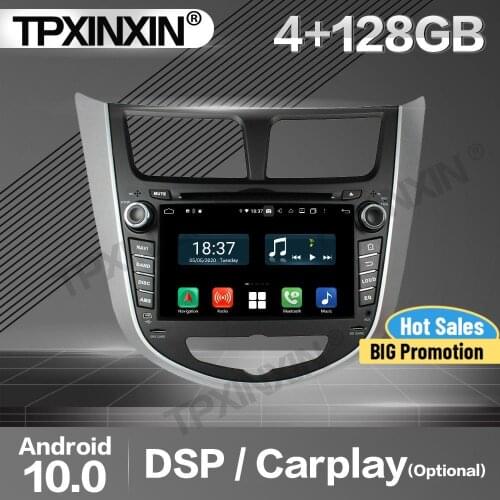 128G Carplay Car Radio 2 Din Stereo Receiver Android For HYUNDAI Verna Accent Solaris 2011-2012 GPS Navi Player Audio Head Unit