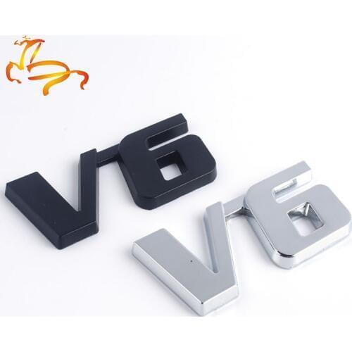 Car Chrome Metal V6 Emblem Badge 3D Decal Trunk Auto Motor Sticker Car Styling Sticker for Ford Fiesta Kuga Ranger Galaxy Fusion