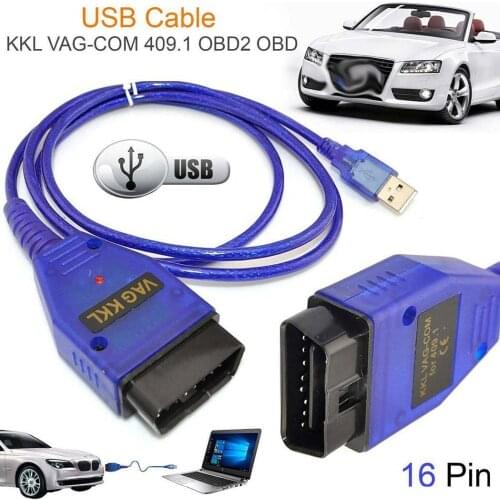 EastVita Car USB Vag-Com Interface Cable KKL VAG-COM 409.1 OBD2 II OBD Diagnostic Scanner Auto Cable Aux