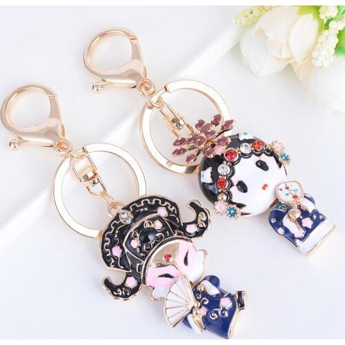 Chinese Style Heartthrob Niche Tang Bohu And Qiu Xiang Keychain For Car Key Pendant Ring Peking Opera Character Lovers Keychain