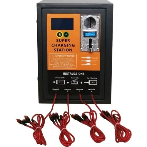 New Technology Best Selling Products 4 Ports Fast Charging Station with 3-in-1 Charger Cable Coin Mobilephone Charger