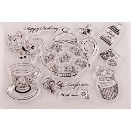 Teapot Flower Silicone Clear Seal Stamp DIY Scrapbooking Embossing Photo Album Decor