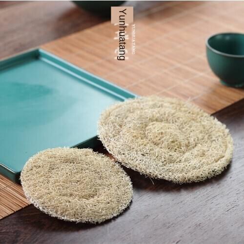Japanese-Style Handmade Natural Loofah Sponge Pot Mat Pot Mat Coaster Tea Pot Base Tea Mat Kung Fu Tea Set Tea Ceremony
