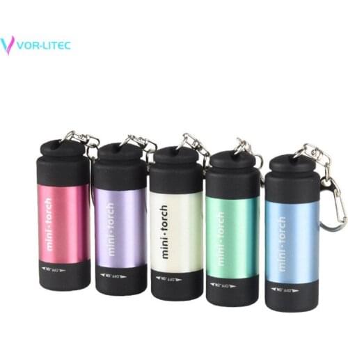 VORLITEC Mini LED Pocket Flashlight USB Rechargeable Portable Torch Waterproof Keychain Small Lantern White Light with Battery