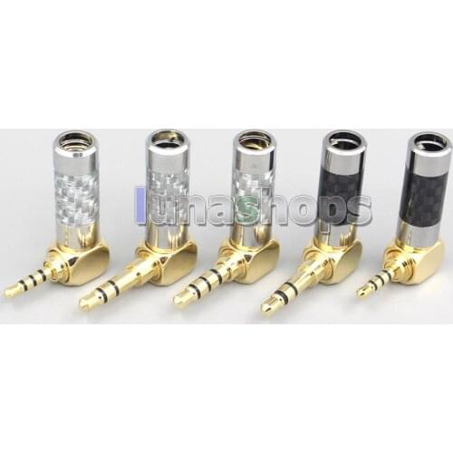 L Shape Black Silver Carbon 3.5mm 2.5mm 4.4mm Balanced TRRS Plug adapter For DIY Repair Custom Earphone Headphone Cable LN007261