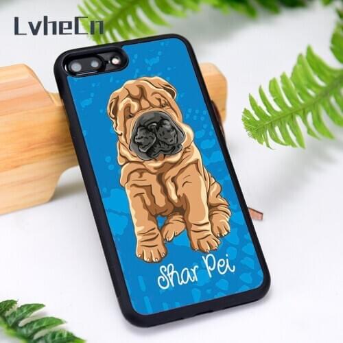 LvheCn Silicone Rubber Phone Case Cover for iPhone 6 6S 7 8 Plus X XS XR 11 12 Mini Pro Max Shar Pei Cute Dog