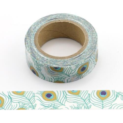Lovely plumes of the peacock Washi Tape Decorative Adhesive Tape Decora Diy Scrapbooking Sticker Label Stationery 1X