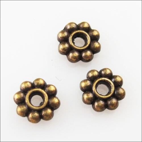 Fashion 400Pcs Antiqued Bronze Color Tiny Daisy Spacer Beads Charms 4mm