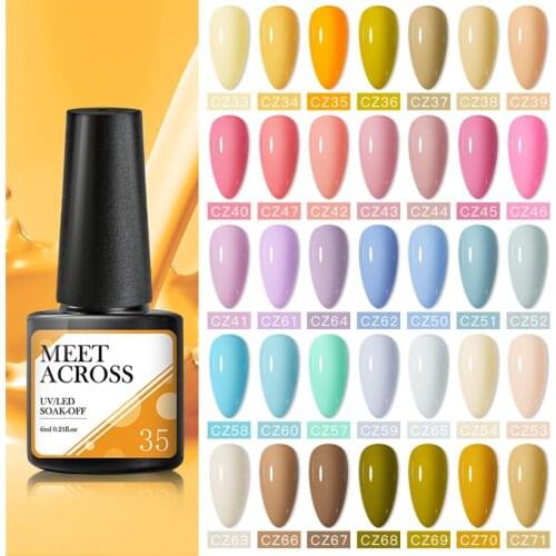 MEET ACROSS Gel Polish Set Manicure for Nail Semi Permanent Vernis Top Coat UV LED Gel Varnish Soak Off Nail Art Gel Nail Polish