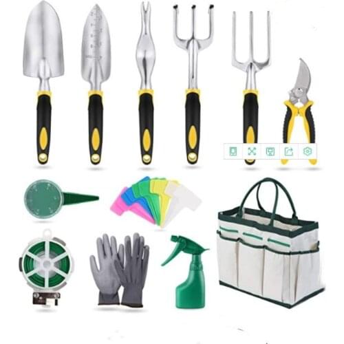 Agricultural tool set 12-piece aluminum alloy garden tool set two-color handle garden shovel
