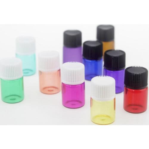 2018 New 1050pcs 2ml Mini Colorful Essential Oil Perfume Glass Bottle Refillable Travel Portable Empty Refillable Glass Containe