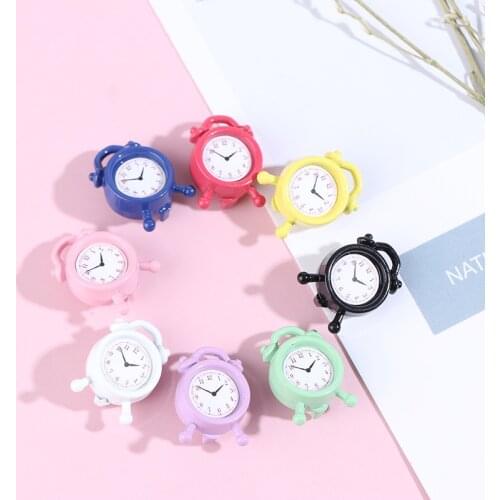 New Hot！1:12 Metal Doll Clocks Alarm Clock Doll Mini Home Decor Dollhouse Clock Miniature Toy Living Room Furniture Accessories