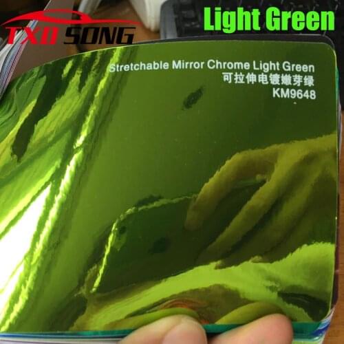 New Arrival High stretchable mirror light green Chrome Mirror flexible Vinyl Wrap Sheet Roll Film Car Sticker Decal Sheet