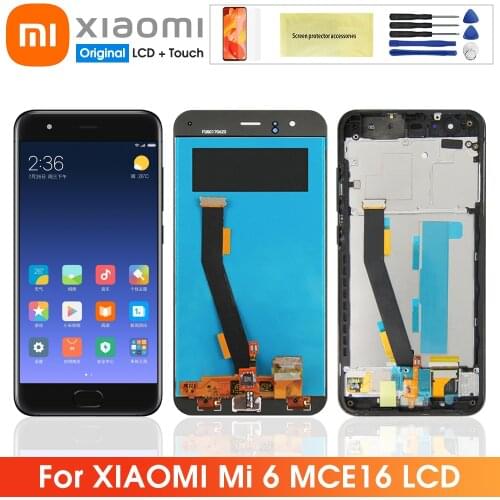 Original LCD For Xiaomi Mi 6 LCD Display Touch Screen Digitizer with Frame Fingerprint Sensor For Xiaomi mi6 LCD Screen