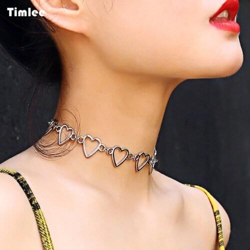 Timlee N090 New Originality Geometry Metal Necklace Simple Hollow Out Heart Personality Necklace Fashion Jewelry Wholesale