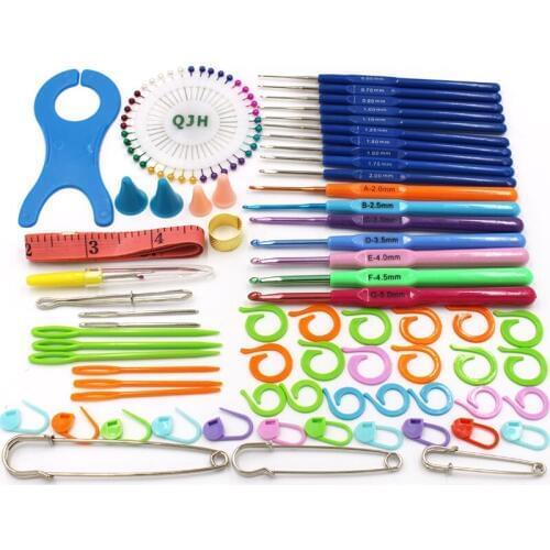 Full Set Home Sewing Tool Crochet Hooks Plastic Stitching Marker Needle Clip Thimble Crochet Needles Knitting Weave Accessories