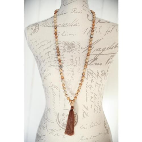 Nature Picture Jaspers Mala Necklace 108 Mala Bead Necklace Prayer Necklaces Tassel Necklaces Yoga Mala meditation Beads Jewelry